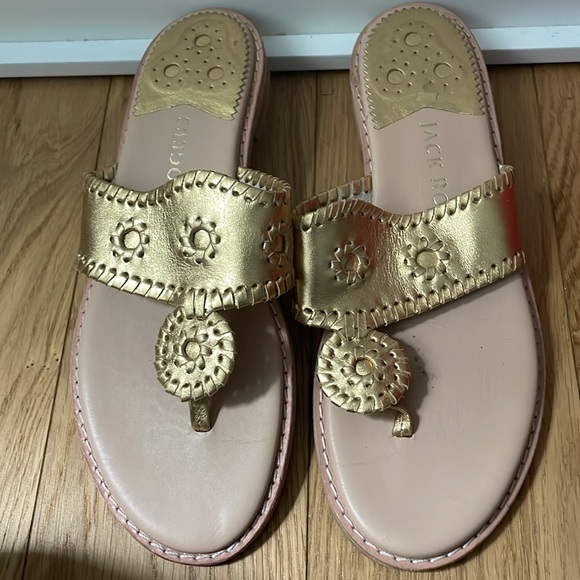 Jack Rogers Flat Sandal Platinum Gold Leather - Picture 3 of 3